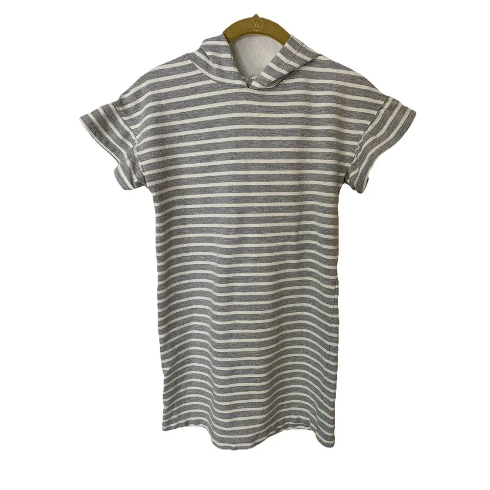 Gymboree Sweatshirt Dress Girls 7/8 (M) SO SOFT Ruffle Cap Sleeve Striped Hooded